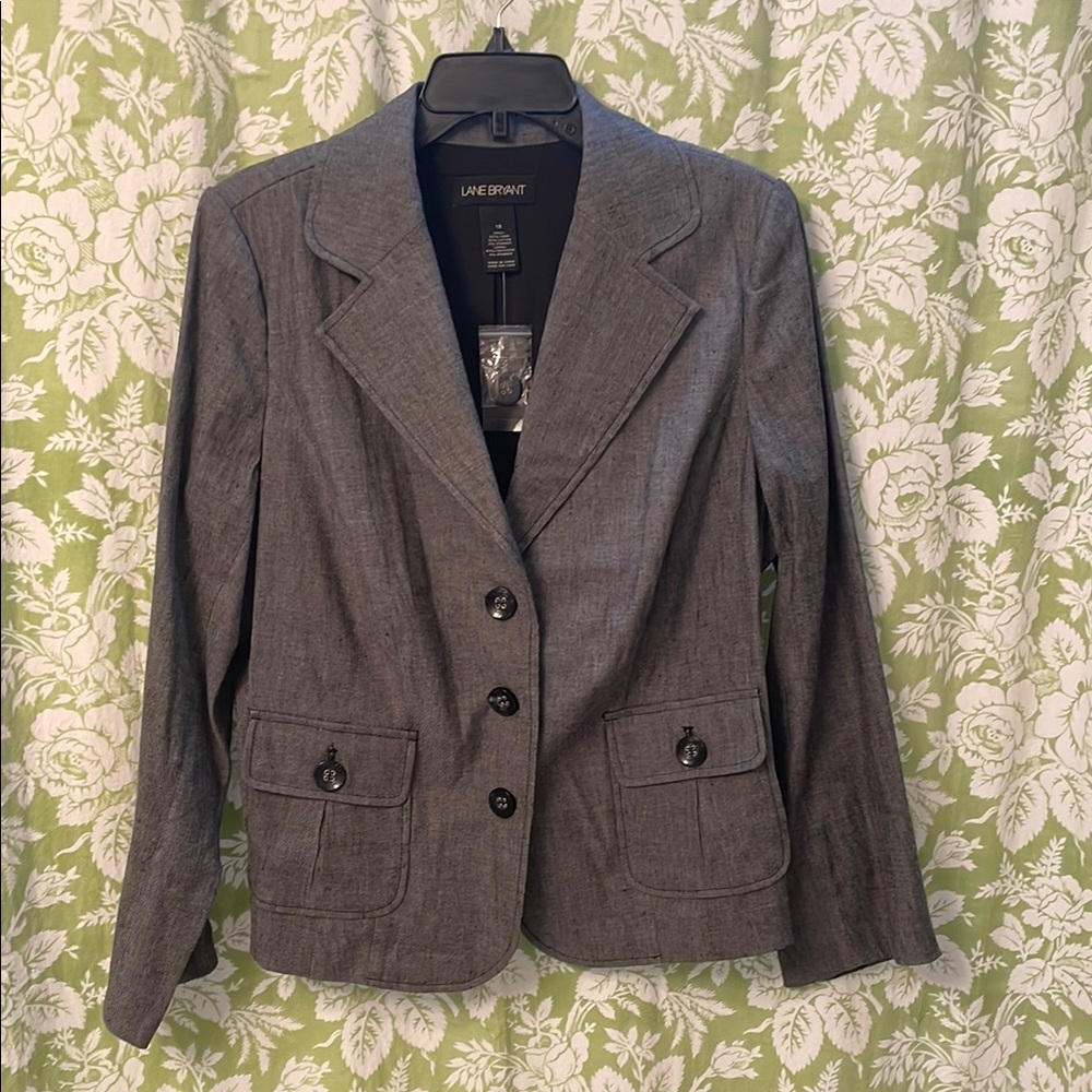 Lane Bryant Gray Blazer Classic Notched Lapel